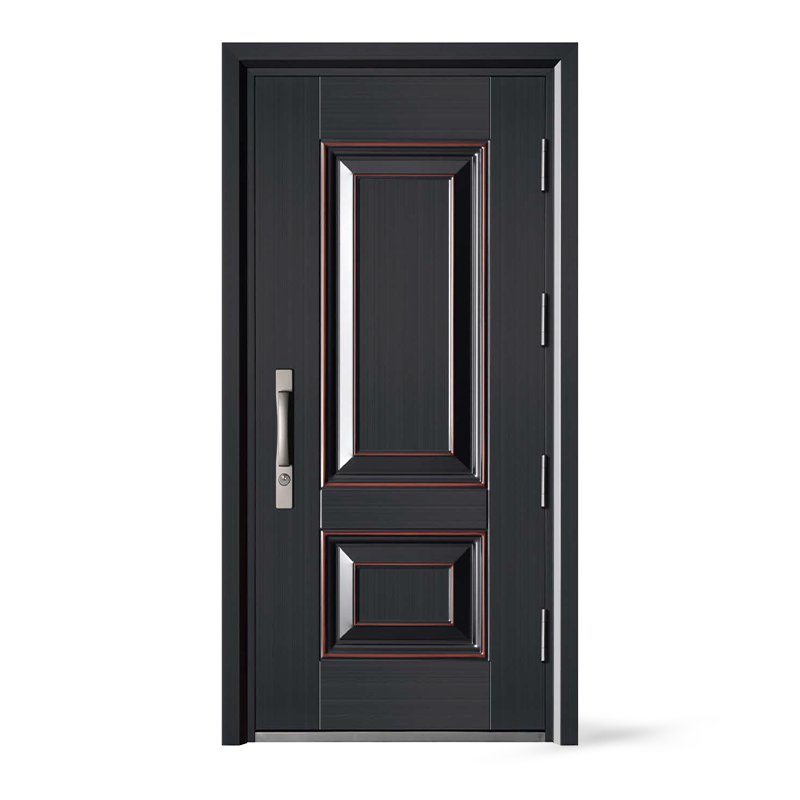 Porte d'entrée en acier résistante aux UV à ouverture unique de couleur cuivre