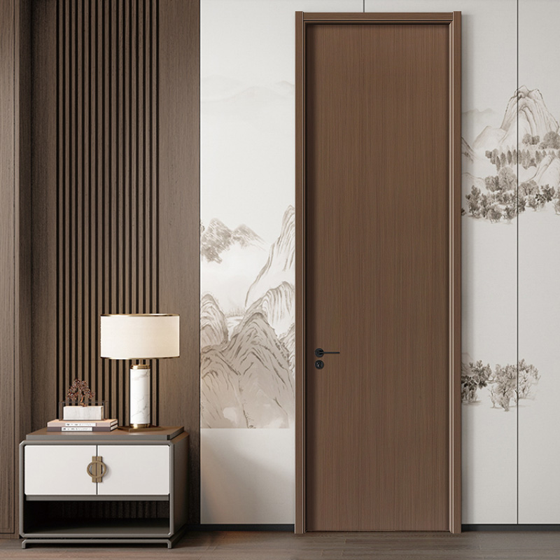 Porte intérieure en bois massif en placage de noyer noir en PVC